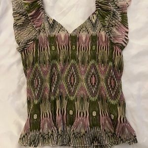 Essentials by Milano blouse pink and green.